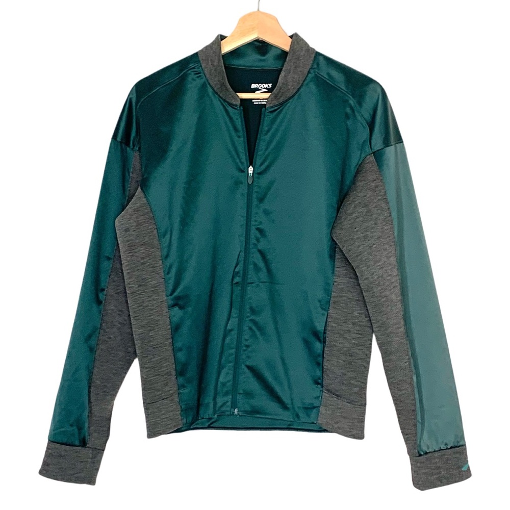 Brooks Men’s Element Jacket Medium 
Running Lightweight Green and Gray Flawed
